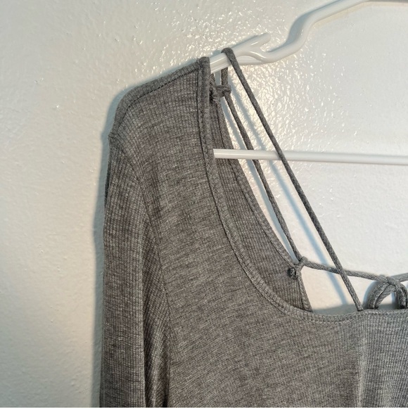 Sweet Claire Ribbed Long Sleeve Top Heather Gray - Picture 3 of 10